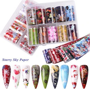 Wholesale Christmas Halloween Festival Designs foil nail transfer sticker decals for nail art