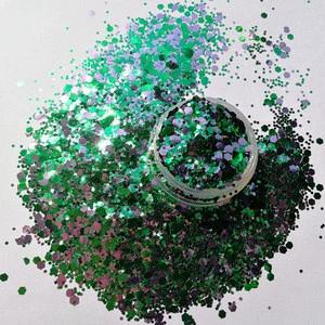 wholesale cosmetic grade chunky glitter powder holographic glitter shape glitter acrylic powder for Christmas decoration