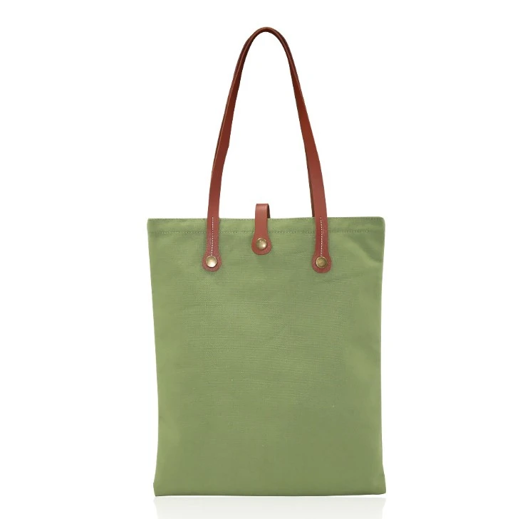 Wholesale Custom Travel Fashion Handbag Cotton Canvas Beach Tote Bag With Leather Handles