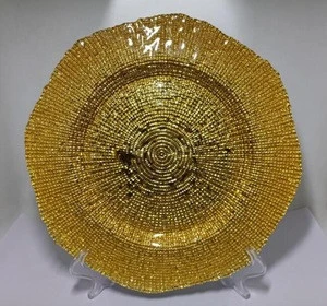 wholesale custom wedding gold round glass charger plates
