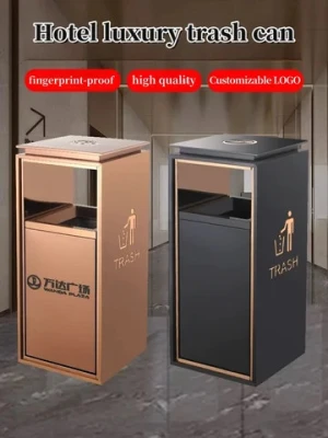 Wholesale Customization Stainless Steel Vertical Trash Can Hotel Public Place Garbage Trash Can