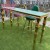 Import Wholesale dining furniture stainless steel gold outdoor bar table and chairs from China