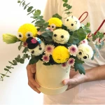 Wholesale flower round paper box flower transport boxes bouquet boxes for flower shop