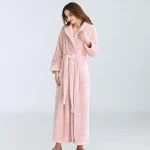 Wholesale high quality knitted babe velvet buttonless couple waist bathrobe