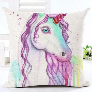 Wholesale Hot Selling Unicorn  Linen Automobile home decoration Pillow case