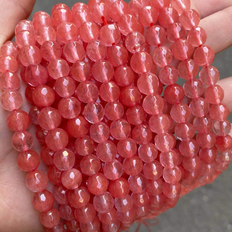 Wholesale Loose Faceted Red Watermelon Glass Beads For Jewelry Making Glass Beaded Bracelets