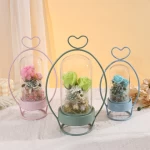 Wholesale Luxury LED Customize Round Dome Flower Display Decorative Empty Glass Cover With Base