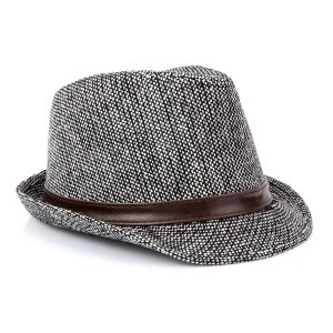 Wholesale Men Vintage Tweed Fedora Hats Short Brim Trilby Cuban Gentle Caps