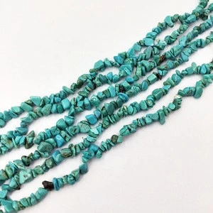 Wholesale natural free form chip blue turquoise 5*8mm loose stone beads polished chips 32" chips jewellery gemstone for sale