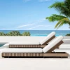 Wholesale Nordic Outdoor Hotel Villa Sun Lounge Teak Chair Sunbed Waterproof Soild Wood Lounger Bed
