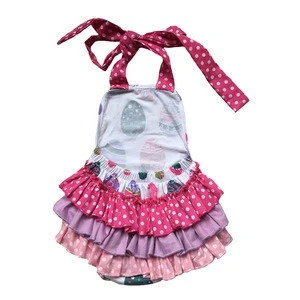 Wholesale Personalized Baby Girls Easter Ruffle Rompers