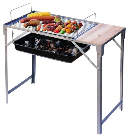 Wholesale portable mini with wood table Easy Assembled Outdoor Foldable camping bbq grill for garden