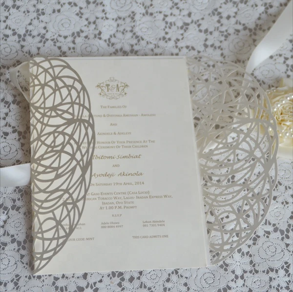 Wholesale price elegant laser cut wedding invitations luxury