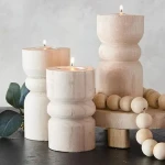 Wholesale Pure Design Paulownia Wood Candle Holder  Small  Natural handmade latest wooden candle holder