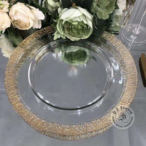 Wholesale round clear glass wedding charger plates in dishes and plates