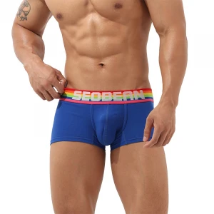 Wholesale Seobean Boxer Shorts High quality Solid Rainbow Belt Boxers Underwear men plus size sexy men casual underwear