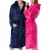 Import Wholesale Sexy Ladies Lake Blue Flannel Bathrobe 100%Polyester Long Sleeve Night-Robe With Hat femme bath robe from China