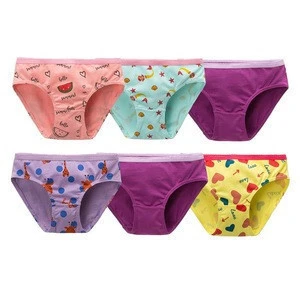 Wholesale Toddler Girls Panties Spandex Modal Cotton Solid Mix Print Kids Underwear 6 of Pack