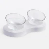 Wholesale Transparent Clear Pet Bowl Cat and Dog Food and Water Raise Double Bowl 20 degree Tilted