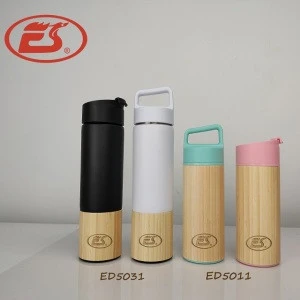 Wholesales custom BPA free bamboo thermos vacuum flask, stainless steel vacuum flask