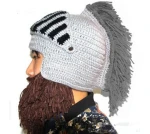 Wholesales Roman Soldier Helmet Hat With Plume , Greek Trojan Beard Hat, instant download Crochet Pattern Costume Hat