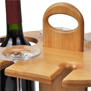 Wine Organizer Bamboo Stand Countertop Tabletop Display