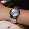 WINNER-199 Unique Skeleton Style Mechanical Watches Popular Automatic  Stainless Steel Band  Hand Watches for Men