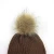 Import Winter new style caramel color rib knit women funny beanie knitted hat with fur pom pom from China