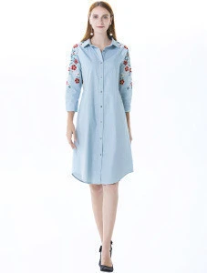 Womens casual dresses embroidery denim apparel STb-0637