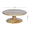 Wood cake stand with gold metal base for wedding party catering dining buffet hotels wooden top dessert platter