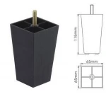 Wood grain Plastic Furniture Leg For Bed and Sofa