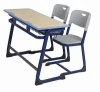 Wood school furniture sets American design double school desk and chair wood metal frame