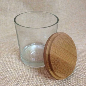 Wood/Bamboo Lids Glass Candle Cups Candleholder Decorative Gift 200ml