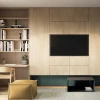 Wooden Color Living Room Veneer TV Cabinet for whole wall
