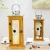 Import Wooden Lantern Hanging Candle Lantern With Metal Handle Wind Proof Candle Holders Clear Glass Pillar Candle Holder from China