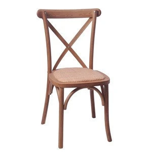 Wooden X back chair with rattan seat