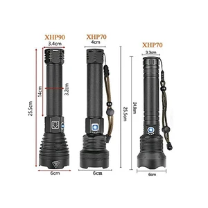 XHP90 Flashlight 6000 Lumens Zoomable Power Display USB Rechargeable Powerful Flashlight Super Bright LED Torch for Hiking