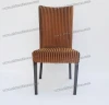 YC-F006 Restaurant dining chair with brown stripes and black aluminum tube