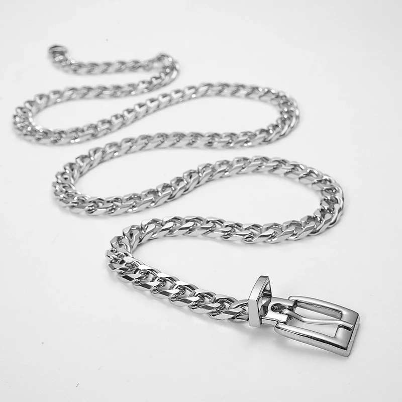 ZONESIN High Quality Trendy Designer Silver Metal Chain Waist Belt For Women Ladies