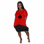 0080302 wholesale new summer fashion print 4 colors splice women girls  clothes loose lady elegant summer casual dress