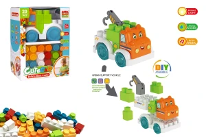 Wokaiblocks Educational Baby Toys Light Music Gliding Plastic Truck Building Blocks Kids Toys-DIY Cute Car