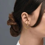 Ins Simple Design Irregular Metal Circle String Stud Earrings 24k Gold Plated Geometric Wire Earrings
