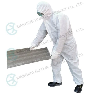 Type6 White SMS Asbestos Remove Workwear Boiler Suit Disposable Coverall