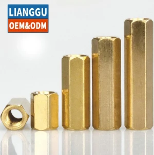 Customized brass metric hex coupling nuts double pass copper pillar isolation column support column
