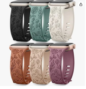 Fanlang Floral Engraved and Soft Silicone Flower-Patterned Sports Watch Strap