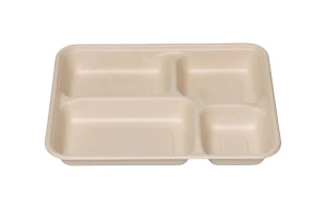 1200ml/40oz 4-compartments disposable biodegradable take-out food container
