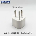 SUNUN Contemporary Look,Lightweight Design 5V 1A USB Power Charger with UK prong