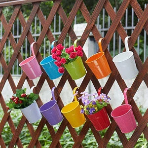 10 Pack 4inch  Metal Iron Flower Pot Vase Wall Fence Hanging Balcony Garden Patio Planter Home Decor