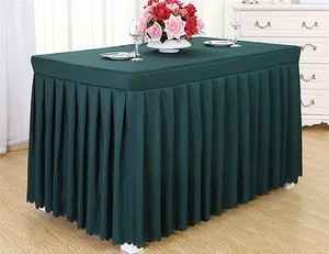 100% Polyester Cheap Restaurant Wedding Table Skirt with Pleats