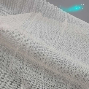 100% White silk tulle, bridal veil knitted silk fabric
